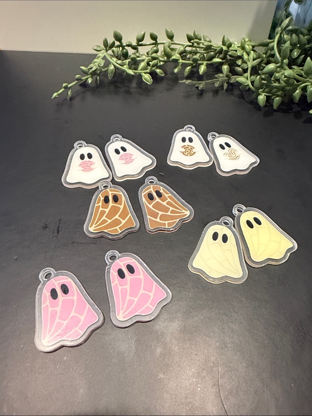 Ghost-Shaped Pendant Acrylic Charms - White, Pink, Yellow, Brown 2 CM #6